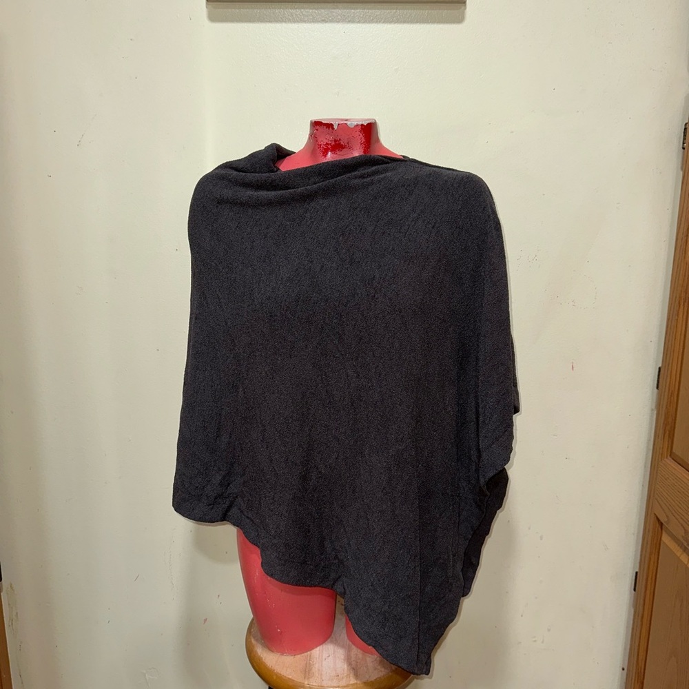 Barefoot Dreams Black Cozy Knit Poncho Cape